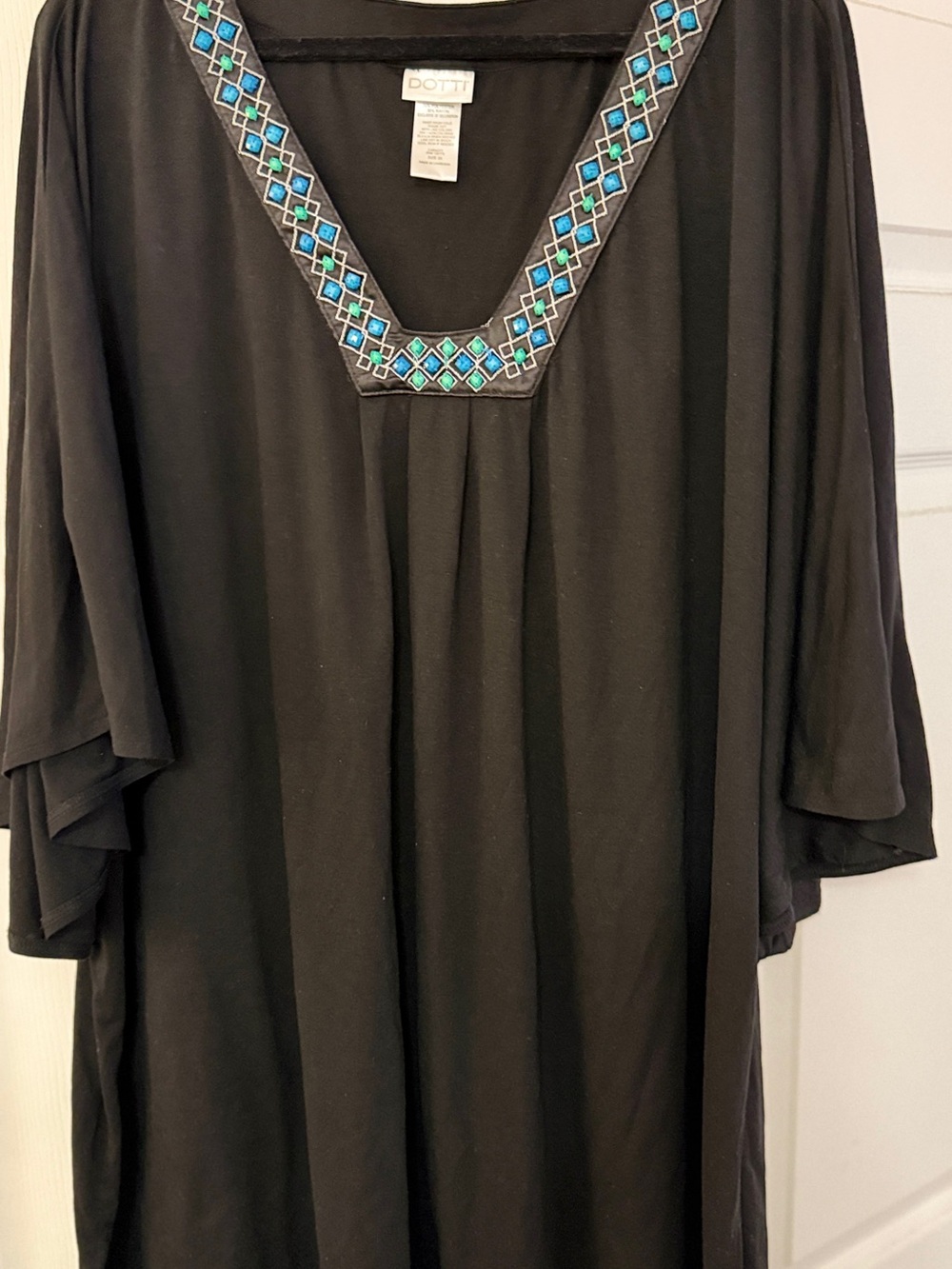 Dotti Black Swim Coverup Tunic with Teal & Turquoise Trim